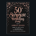 Surprise 50th Birthday Party - Black & Rose Gold Invitation<br><div class="desc">Surprise 50th Birthday Party Invitation.
Elegant design in black and faux glitter rose gold. Features stylish script font and confetti. Message me if you need custom age.</div>