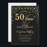 Surprise 50th Birthday Party - Gold Black Invitation<br><div class="desc">Surprise 50th Birthday Party Invitation.
Elegant design in black and faux glitter gold . Features script font and diamonds confetti. Cheers to 50 Years! Message me if you need further customization.</div>