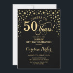 Surprise 50th Birthday Party - Gold Black Invitation<br><div class="desc">Surprise 50th Birthday Party Invitation.
Elegant design in black and faux glitter gold . Features script font and diamonds confetti. Cheers to 50 Years! Message me if you need further customization.</div>