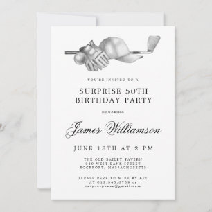 SURPRISE 50th Birthday Party Golf Theme Invitation