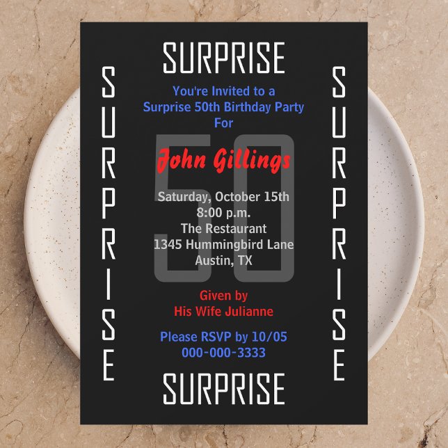 Surprise 50th Birthday Party Invitation 50 (Creator Uploaded)