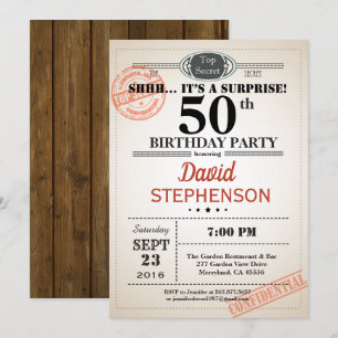 Surprise 50th birthday party invitation for men