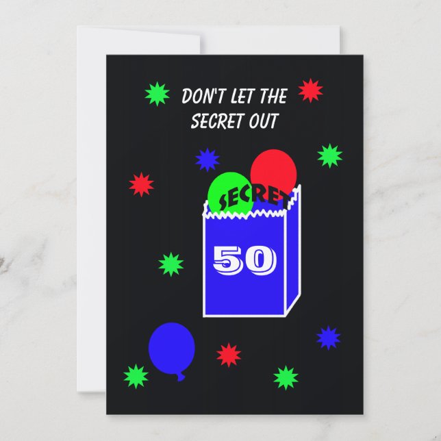 Surprise 50th Birthday Party Invitation SECRET (Front)