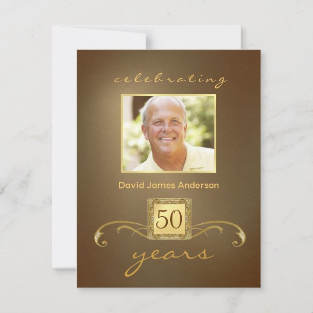 Surprise 50th Birthday Party Invitations - Gold (Front)