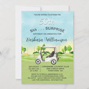 SURPRISE 50th Birthday Party Lady Golfer Theme  Invitation