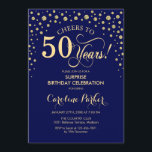 Surprise 50th Birthday Party - Navy Blue Gold Invitation<br><div class="desc">Surprise 50th Birthday Party Invitation.
Elegant design in navy blue and faux glitter gold. Features script font and diamonds confetti. Cheers to 50 Years! Message me if you need further customization.</div>