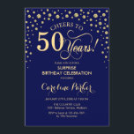 Surprise 50th Birthday Party - Navy Blue Gold Invitation<br><div class="desc">Surprise 50th Birthday Party Invitation.
Elegant design in navy blue and faux glitter gold. Features script font and diamonds confetti. Cheers to 50 Years! Message me if you need further customization.</div>