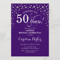 Surprise 50th Birthday Party - Purple Silver