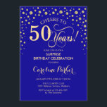 Surprise 50th Birthday Party - Royal Blue Gold Invitation<br><div class="desc">Surprise 50th Birthday Party Invitation.
Elegant design in sapphire royal blue and faux glitter gold . Features script font and diamonds confetti. Cheers to 50 Years! Message me if you need further customization.</div>