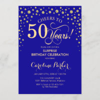 Surprise 50th Birthday Party - Royal Blue Gold