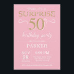 Surprise 50th Birthday Pink and Gold Glitter Invitation<br><div class="desc">Surprise 50th Birthday Invitation with Pink and Gold Glitter Background. Adult Birthday. Men or Women Bday Invite. Any age. For further customisation,  please click the "Customise it" button and use our design tool to modify this template.</div>