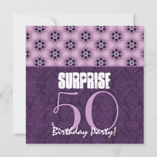 Surprise 50th Birthday Purple Floral Template V1