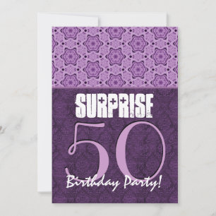 Surprise 50th Birthday Purple LaceTemplate 01 Invitation