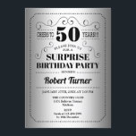 Surprise 50th Birthday - Silver Black Invitation<br><div class="desc">Surprise 50th Birthday Invitation. Retro design in faux silver foil and black. Cheers to 50 years! Can be also personalized into any year.</div>