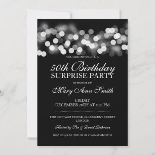Surprise 50th Birthday Silver Hollywood Glam Invitation