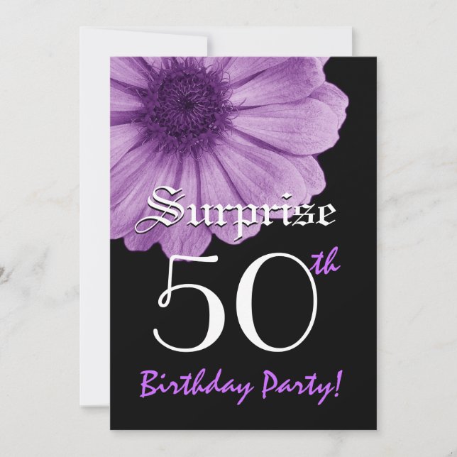 SURPRISE 50th Birthday Template Purple Daisy (Front)