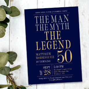 Surprise 50th Birthday The Man The Myth The Legend Invitation
