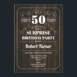 Surprise 50th Birthday - Wood Pattern Invitation<br><div class="desc">Surprise 50th Birthday Invitation
Elegant retro design with wood pattern. Cheers to 50 years!</div>