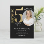 Surprise 50th Black Gold Birthday Invitation Photo<br><div class="desc">Designed for our Birthday Invitations with Photo collection,  this customisable Invitation Card features an editable photo section,  gold numbers & handwriting decorative fonts. Matching items available.</div>