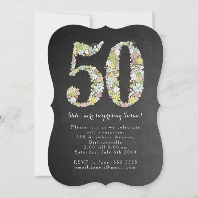 Surprise 50th Number 50 Birthday Party Invite (Front)