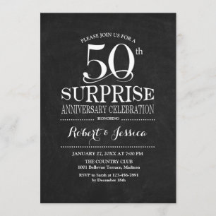 Surprise 50th Wedding Anniversary Chalkboard White Invitation