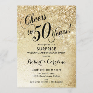 Surprise 50th Wedding Anniversary - Gold Invitation