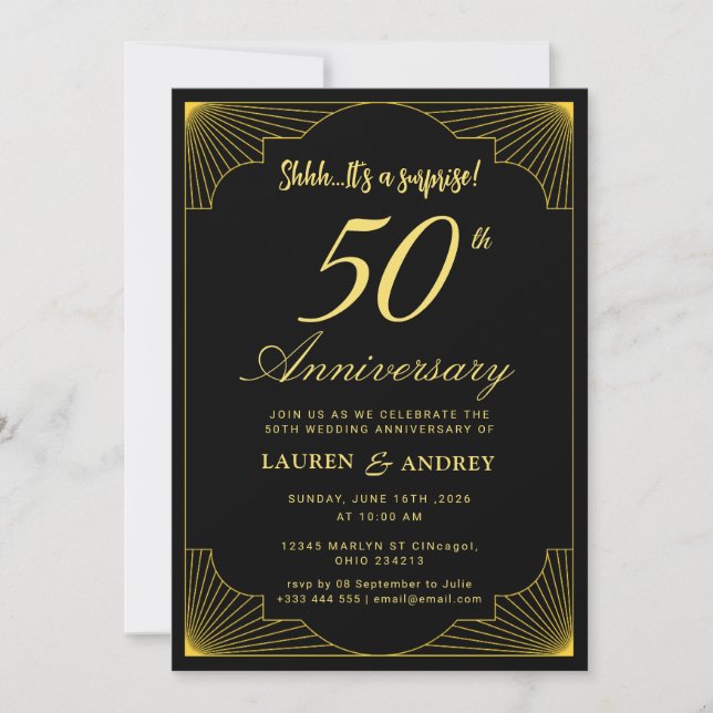 Surprise 50th Wedding Anniversary Invitation (Front)