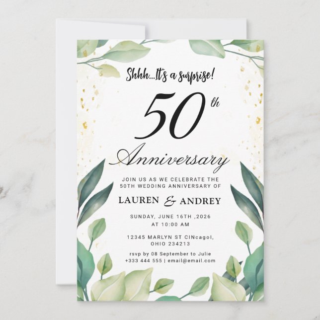 Surprise 50th Wedding Anniversary Invitation (Front)