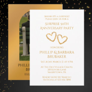 Surprise 50th Wedding Anniversary Photo Hearts  Invitation