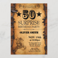 Surprise 50th Western Birthday Invitation