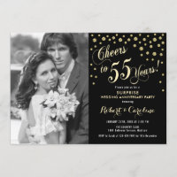 Surprise 55th Anniversary with Photo - Gold Black
