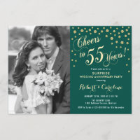 Surprise 55th Anniversary with Photo - Gold Green