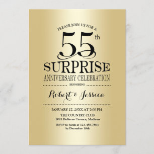 Surprise 55th Wedding Anniversary - Gold Invitation