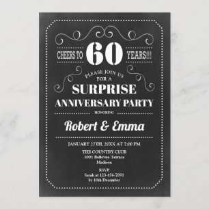 Surprise 60th Anniversary Party - Chalkboard Invitation
