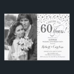 Surprise 60th Anniversary with Photo White Silver Invitation<br><div class="desc">Surprise 60th Wedding Anniversary Invitation with Photo. Elegant design in white and silver with script font and confetti. Can be customized to show any year of marriage. Cheers to 60 years!</div>