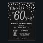 Surprise 60th Birthday Black and Silver Diamond Invitation<br><div class="desc">Surprise 60th Birthday Invitation with Black and Silver Glitter Diamond Background. Silver Confetti. Adult Birthday. Male Men or Women Birthday. For further customisation,  please click the "Customise it" button and use our design tool to modify this template.</div>