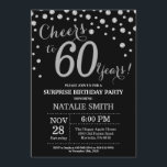 Surprise 60th Birthday Black and Silver Diamond Invitation<br><div class="desc">Surprise 60th Birthday Invitation with Black and Silver Glitter Diamond Background. Silver Confetti. Adult Birthday. Male Men or Women Birthday. For further customisation,  please click the "Customise it" button and use our design tool to modify this template.</div>