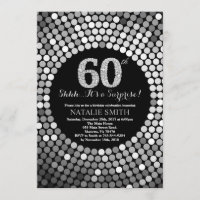 Surprise 60th Birthday Black and Silver Glitter