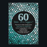 Surprise 60th Birthday Black and Teal Glitter Invitation<br><div class="desc">Surprise 60th Birthday Invitation. Black and Teal Glitter. Teal Diamond. Adult Birthday Party. For Men or Women. For further customisation,  please click the "Customise it" button and use our design tool to modify this template.</div>