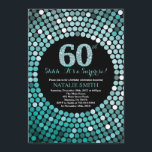 Surprise 60th Birthday Black and Teal Glitter Invitation<br><div class="desc">Surprise 60th Birthday Invitation. Black and Teal Glitter. Teal Diamond. Adult Birthday Party. For Men or Women. For further customisation,  please click the "Customise it" button and use our design tool to modify this template.</div>