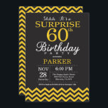 Surprise 60th Birthday Black and Yellow Chevron Invitation<br><div class="desc">Surprise 60th Birthday Invitation with Black and Yellow Chevron. Chalkboard. Adult Birthday. Man or Women Bday Invite. For further customisation,  please click the "Customise it" button and use our design tool to modify this template.</div>