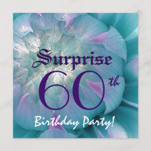 SURPRISE 60th Birthday Blue and Purple Dahlia W076 Invitation