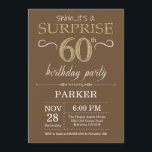 Surprise 60th Birthday Brown and Gold Glitter Invitation<br><div class="desc">Surprise 60th Birthday Invitation with Brown and Gold Glitter Background. Chalkboard. Adult Birthday. Men or Women Bday Invite. Any age. For further customisation,  please click the "Customise it" button and use our design tool to modify this template.</div>