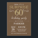 Surprise 60th Birthday Brown and Gold Glitter Invitation<br><div class="desc">Surprise 60th Birthday Invitation with Brown and Gold Glitter Background. Chalkboard. Adult Birthday. Men or Women Bday Invite. Any age. For further customisation,  please click the "Customise it" button and use our design tool to modify this template.</div>