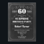 Surprise 60th Birthday - Chalkboard Invitation<br><div class="desc">Surprise 60th Birthday Invitation
Elegant retro chalkboard black and white design.</div>