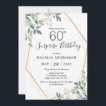 Surprise 60th Birthday Eucalyptus Greenery & Gold Invitation<br><div class="desc">Surprise 60th Birthday Elegant Eucalyptus Greenery and Gold Invitation. 1st 2nd 3rd 4th 5th 13th 15th 16th 18th 20th 21rd 30th 40th 50th 60th 70th 80th 90th 100th Any Age. For further customisation,  please click the "Customise it" button and use our design tool to modify this template.</div>