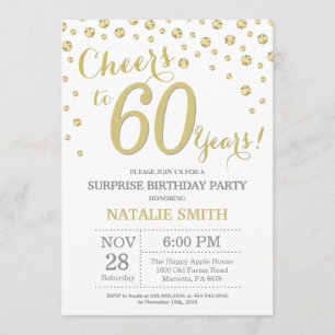 Surprise 60th Birthday Gold Glitter Diamond Invitation