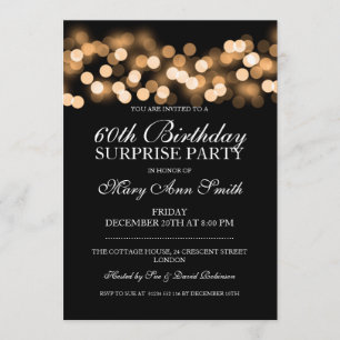 Surprise 60th Birthday Gold Hollywood Glam Invitation