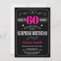 Surprise 60th Birthday Hot Pink and Black