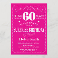 Surprise 60th Birthday Hot Pink and White